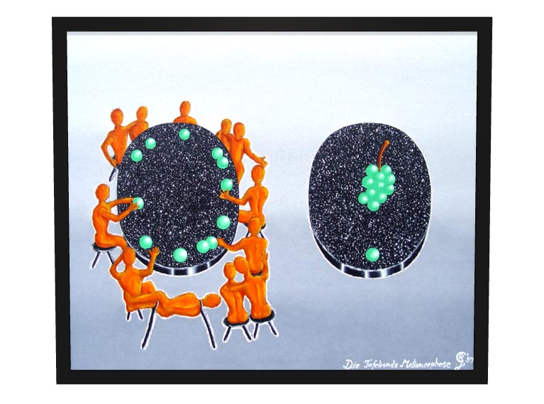 Die Tafelrunde Metamorphose | 1997
Öl auf Leinwand | 50 x 60 cm